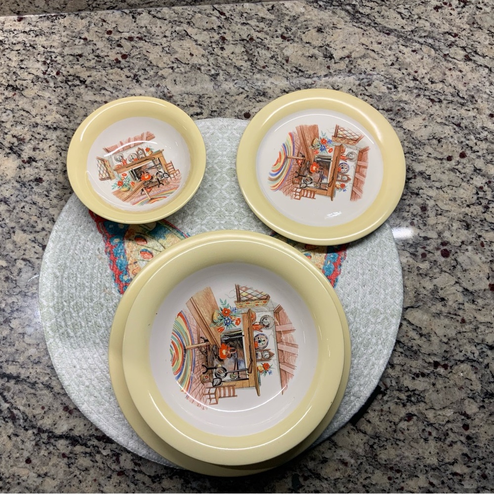 Vintage Homer Laughlin Eggshell SetDinner Hearth Cottage Scene